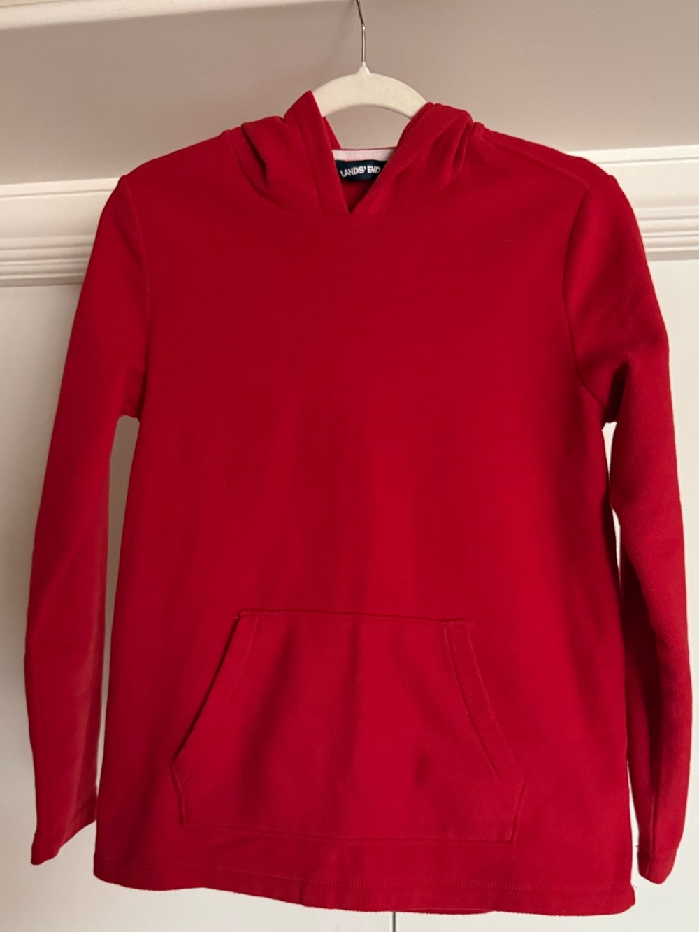 Lands' End Bright Red Women's Fleece Hooded Sweatshirt